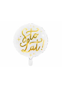 Balon foliowy Sto lat! 35cm biały