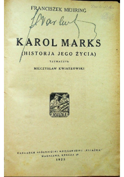 Karol Marks Histoja jego życia 1923 r