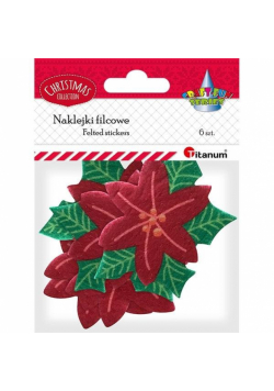Naklejki filcowe poinsecja czerwona 6szt