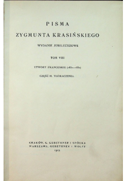Pisma Krasińskiego tom VIII 1912 r.