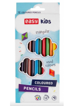 Kredki trójkątne 12 kolorów EASY