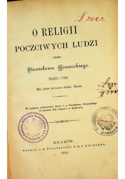 O religii poczciwych ludzi 1887 r.