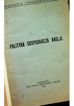 Polityka gospodarcza Anglji 1921 r.