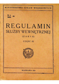 Regulamin służby wewnętrznej część IX 1925 r