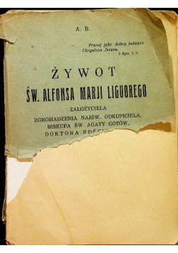 Żywot Św Alfonsa Marji Ligurego 1929 r.