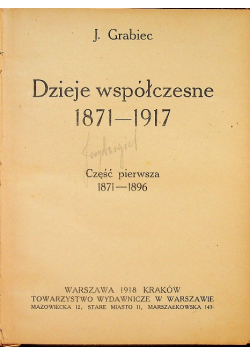 Dzieje współczesne 1871 - 1918 Część I 1918 r.