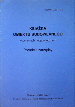 Książka Obiektu Budowlanego W Pytaniach I Odpowied