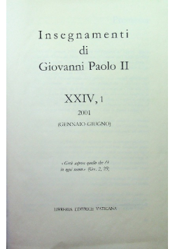 Insegnamenti di Giovanni Paolo II tom XXIV część 1 2001