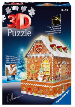 Puzzle 3D 216 Budynki nocą: Piernikowa Chatka