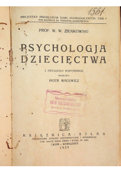Psychologia dziecięctwa 1929 r.