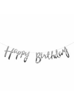 Girlanda Happy Birthday srebrna