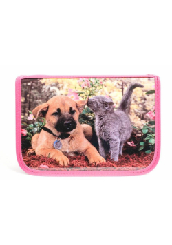 Piórnik z 2 klapkami Pets różowy
