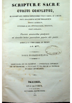Scripturae sacrae cursus completus tomus decimus octavus 1840 r.