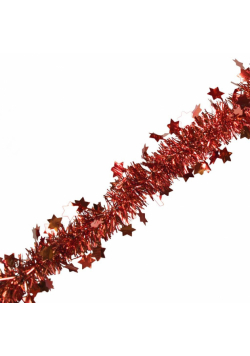 Łańcuch z gwiazdkami/ śnieżynkami czerwony 200cm