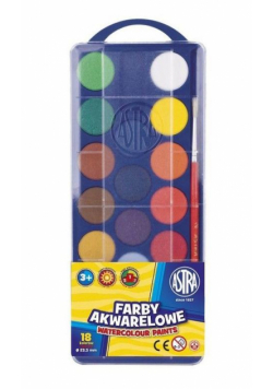 Farby akwarelowe fi 23.5mm 18 kolorów ASTRA