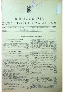 Bibliografia zawartości czasopism Zeszyt 7 1961 r