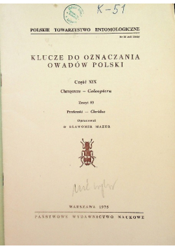 Klucze do oznaczania owadów Polski Część XIX Chrząszcze zeszyt 53