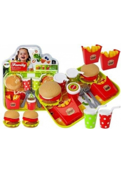 Zestaw hamburger frytki z tacką