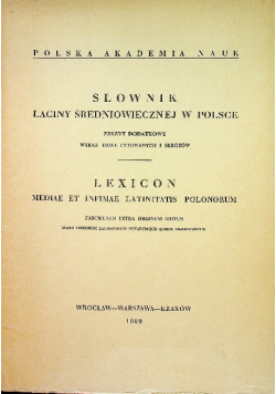 Słownik łaciny średniowiecznej w Polsce  Zeszyt dodatkowy