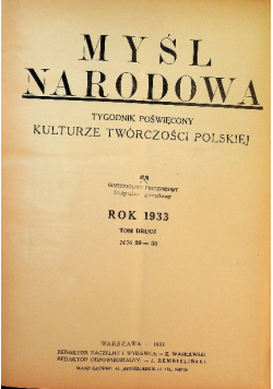 Myśl Narodowa rok 1933 tom 2 nr 29 55 1933 r.