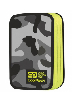 Piórnik szkolny podwójny z wyposażeniem Jumper 2 Camo Yellow Neon