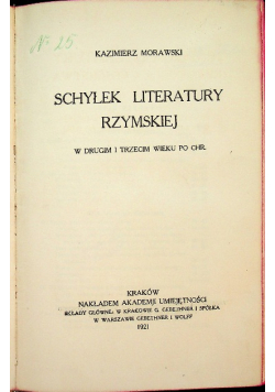 Schyłek literatury rzymskiej 1921 r.