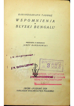 Wspomnienia Błyski Bengalu 1923 r.