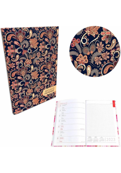 Kalendarz 2023 A5 tygodniowy soft touch paisley bl