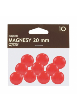 Magnes 20mm czerwony 10szt GRAND