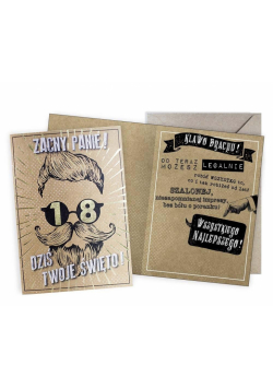 Karnet Urodziny vintage 18 Zacny Panie