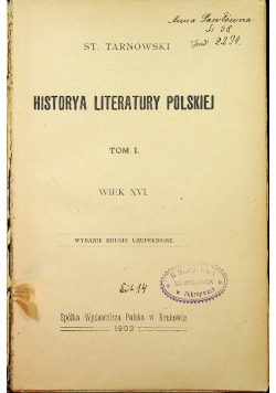 Historya literatury polskiej tom I 1903 r.