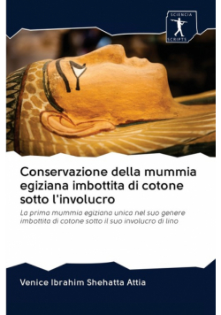 Conservazione della mummia egiziana imbottita di cotone sotto l'involucro