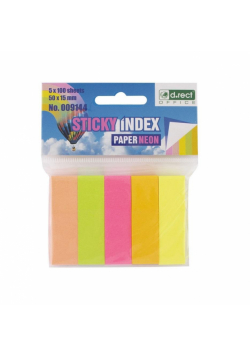 Zakładki indeksujące 15x50mm papierowe neon D.RECT