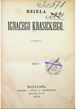 Dzieła Ignacego Krasickiego Tom V 1879 r.