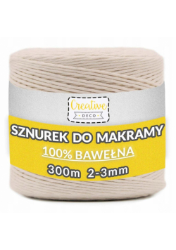 Sznurek do makramy bawełniany 3mmx300m beżowy