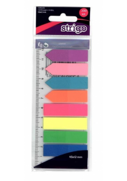 Zakładki indeksujące 45x12mm z liniją neon STRIGO
