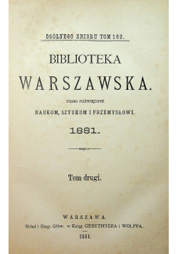 Biblioteka Warszawska tom drugi 1881 r.