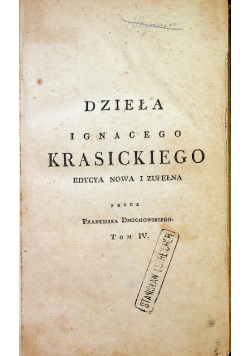 Krasicki Dzieła prozą Tom IV 1803 r.