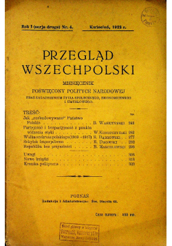 Przegląd Wszechpolski nr 4 1922 r.