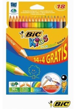 Kredki ołówkowe KIDS Evolution 14+4 kolory BIC
