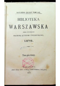 Biblioteka Warszawska 1878 tom CXLIX