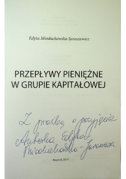 Przepływy pieniężne w grupie kapitałowej dedykacja autora