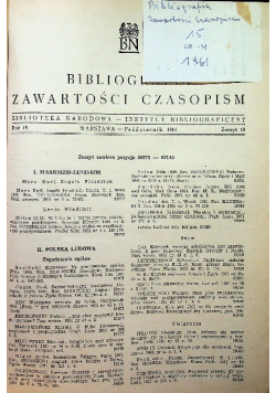 Bibliografia zawartości czasopism Zeszyt 10 1961 r