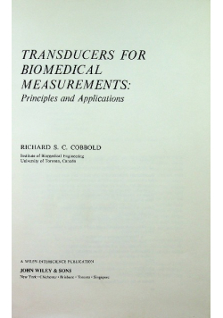 Transducers for Biomedical Measurements Principles and Applications