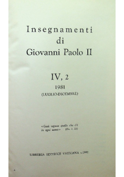 Insegnamenti di Giovanni Paolo II Tom IV Część II