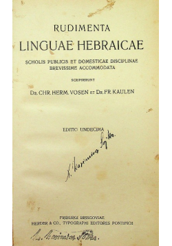 Rudimenta Linguae Hebraicae 1929 r.