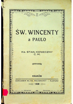 Św. Wincenty a Paulo 1938 r .