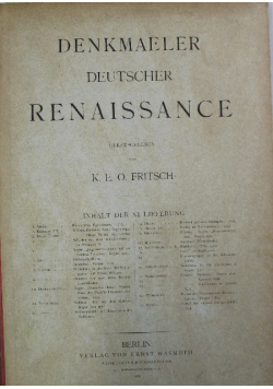 Denkmaler Deutscher Renaissance XI 25 kart 1888 r.
