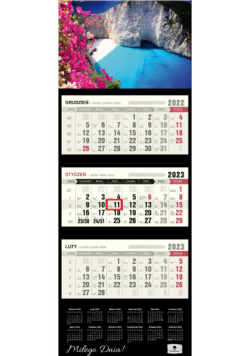 Kalendarz 2023 ścienny Trójdzielny Premium Zakintos