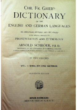 Dictionary of the English and German Languages 1911 r.